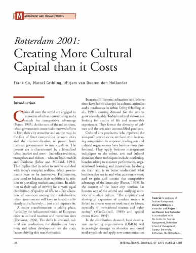 Rotterdam 2001: Creating More Cultural Capital than it Costs