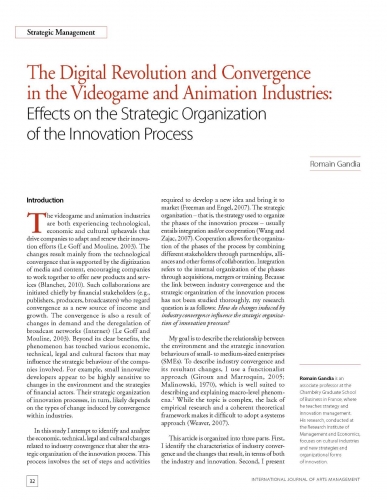 The Digital Revolution and Convergence in the Videogame and Animation Industries: Effects on the Strategic Organization of the Innovation Process