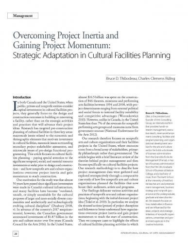 Overcoming Project Inertia and Gaining Project Momentum: Strategic Adaptation in Cultural Facilities Planning