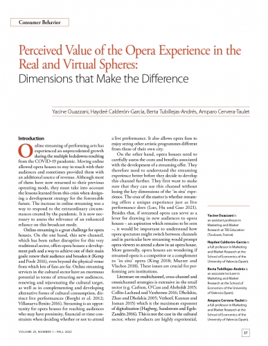 Perceived Value of the Opera Experience in the Real and Virtual Spheres: Dimensions That Make the Difference